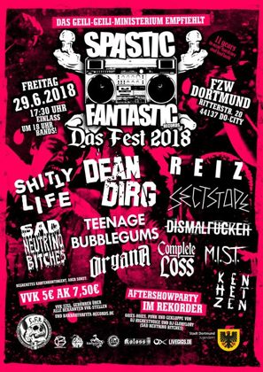 Flyer Spastic Fantastic Fest 2018 Fr, 29.06.2018